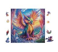 100 Piece Jigsaw Puzzle for Adults Dragon with Rainbow Wings 28x28cm Easy Assembly for Beginners Great for 14+s Teens Improve Hands-On Ability Concentration
