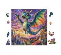 100 Piece Jigsaw Puzzle for Adults Dragon with Rainbow Wings 28x28cm Rainy Day Indoor Activity Perfect for 14+s Teens Adults Family Fun Safe No Burrs Material Gift