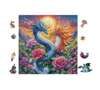 100 Piece Jigsaw Puzzle for Adults Dragons with Rainbow Wings 28x28cm Thanksgiving Gift Perfect for Family Time Improve Concentration Patience Focus Hand-on Ability