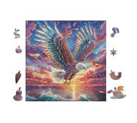 100 Piece Jigsaw Puzzle for Adults Eagle with Rainbow 28x28cm Collectible Art Puzzle Great for Hobbyists Long Lasting Durable Premium Material Gift