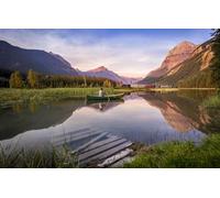100 Piece Jigsaw Puzzle for Adults - Family Game Stress Reliever Difficult Challenge Puzzle for Adults Kids, Landscape, Mountains, Boat, Canada, British Columbia 45,5x35,5CM