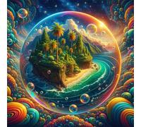 100 Piece Jigsaw Puzzle for Adults,Fantasy Bubble Island 14 x 14 Inches DIY Educational Game Challenge puzzle for adults teens decoration puzzles Suitable Wall Decoration Gifts Relax