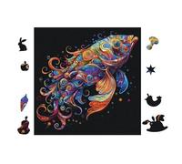 100 Piece Jigsaw Puzzle for Adults Fish with Rainbow Colors 28x28cm Artistic Pattern Puzzle Ideal for Art Lovers Home Wall Decoration Collectible Artwork Display Gift