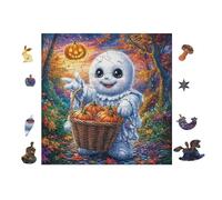 100 Piece Jigsaw Puzzle for Adults Ghost with Pumpkin at Halloween 28x28cm Graduation Gift for Students Great for Brain Training Relaxation After Long Time Study Gift