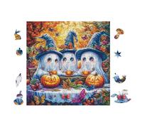 100 Piece Jigsaw Puzzle for Adults Ghosts with Pumpkins at Halloween 28x28cm Universal Puzzle for All Occasions Home Decor Family Fun Stress Relief All in One Gift