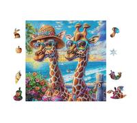100 Piece Jigsaw Puzzle for Adults Giraffe Twins 28x28cm Home Wall Decor Artwork Unique Personalized Decoration for Living Room Bedroom Study