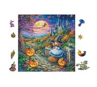 100 Piece Jigsaw Puzzle for Adults Halloween Witch Cottage 28x28cm Easy Assembly for Beginners Great for 14+s Teens Improve Hands-On Ability Concentration