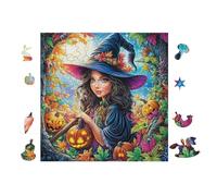 100 Piece Jigsaw Puzzle for Adults Halloween Witch Cottage 28x28cm Summer Holiday Activity Great for Vacation Travel Home Leisure Relaxing Hobby Time Gift