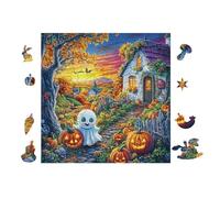 100 Piece Jigsaw Puzzle for Adults Haunted House Halloween 28x28cm Home Wall Decor Artwork Unique Personalized Decoration for Living Room Bedroom Study
