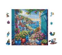 100 Piece Jigsaw Puzzle for Adults House with Ocean View 28x28cm Intermediate Level Puzzle Great for Skill Improvement Logical Reasoning Training Brain Exercise