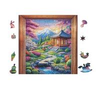 100 Piece Jigsaw Puzzle for Adults Japanese Temple Garden 28x28cm Easy Assembly for Beginners Great for 14+s Teens Improve Hands-On Ability Concentration