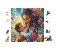 100 Piece Jigsaw Puzzle for Adults Jesus Holding Child 28x28cm Expert Level Challenging Puzzle Great for Collectors Logical Thinking Skill Improvement Brain Training