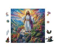 100 Piece Jigsaw Puzzle for Adults Jesus Praying Garden 28x28cm Artistic Pattern Puzzle Ideal for Art Lovers Home Wall Decoration Collectible Artwork Display Gift