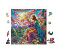 100 Piece Jigsaw Puzzle for Adults Jesus Praying on Mountain 28x28cm 14+s Friendly Puzzle Great for Parent-14+ Interaction Improve 14+ren's Concentration Patience