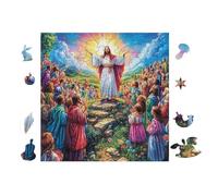 100 Piece Jigsaw Puzzle for Adults Jesus Preaching to Crowd 28x28cm Durable Reusable Cardboard for Puzzle Lovers Family Friends Teens Adults All Ages