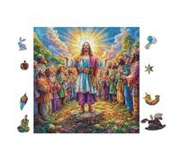 100 Piece Jigsaw Puzzle for Adults Jesus Preaching to Crowd 28x28cm Framable Wall Art for Office Cafe Decor Unique Artistic Display for Commercial Space Decor Gift