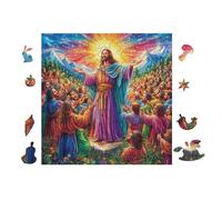 100 Piece Jigsaw Puzzle for Adults Jesus Preaching to Crowd 28x28cm Vibrant Non-Fading Print Framable Wall Art Ideal for Living Room Bedroom Office Home Artistic