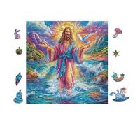 100 Piece Jigsaw Puzzle for Adults Jesus Walking on Water 28x28cm Eco-Friendly Safe Puzzle Non-Toxic Material Perfect for Family Use All Ages Friendly Gift