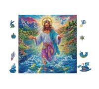 100 Piece Jigsaw Puzzle for Adults Jesus Walking on Water 28x28cm Framable Wall Art for Office Cafe Decor Unique Artistic Display for Commercial Space Decor Gift