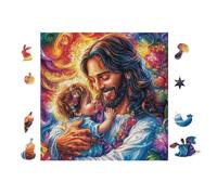 100 Piece Jigsaw Puzzle for Adults Jesus with Child 28x28cm Expert Level Challenging Puzzle Great for Collectors Logical Thinking Skill Improvement Brain Training