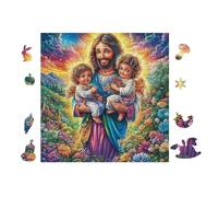 100 Piece Jigsaw Puzzle for Adults Jesus with Children Art 28x28cm Beginner Level Puzzle for New Players Easy Assembly Smooth Experience All Ages Friendly Gift