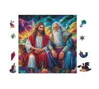 100 Piece Jigsaw Puzzle for Adults Jesus with Old Man 28x28cm Expert Level Challenging Puzzle Great for Collectors Logical Thinking Skill Improvement Brain Training