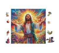 100 Piece Jigsaw Puzzle for Adults Jesus with Open Arms 28x28cm Expert Level Challenging Puzzle Great for Collectors Logical Thinking Skill Improvement Brain Training