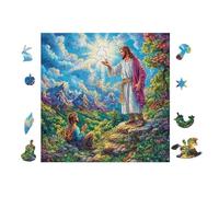 100 Piece Jigsaw Puzzle for Adults Jesus with Open Arms 28x28cm Intermediate Level Puzzle for Skill Improvement Great for Logical Thinking Training Gift