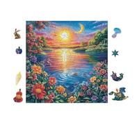 100 Piece Jigsaw Puzzle for Adults Lake with at Dusk 28x28cm Beginner Friendly Smooth Assembly Great for Daily Relaxation Brain Exercise Hand-Eye Coordination
