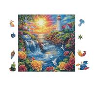 100 Piece Jigsaw Puzzle for Adults Lighthouse on Coastal Path 28x28cm Stress Relief Anxiety Reduction Puzzle Perfect for Office Workers Daily Unwind After Long Work Hours