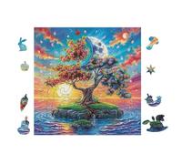 100 Piece Jigsaw Puzzle for Adults Magical Tree on Tropical Beach 28x28cm Expert Level Challenging Puzzle Great for Collectors Logical Thinking Skill Improvement Brain Training