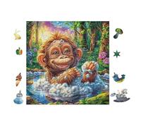 100 Piece Jigsaw Puzzle for Adults Monkey on Clouds 28x28cm Stress Relief Anxiety Reduction Puzzle Perfect for Office Workers Daily Unwind After Long Work Hours
