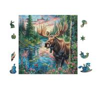 100 Piece Jigsaw Puzzle for Adults Moose Waterfall 28x28cm Stress Relief Anxiety Reduction Puzzle Perfect for Office Workers Daily Unwind After Long Work Hours
