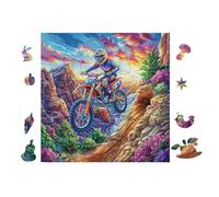 100 Piece Jigsaw Puzzle for Adults Motorcycle Mountain 28x28cm Thick Sturdy Cardboard HD Printing Stress Relief Ideal for Home Leisure Hobby Family Game Night