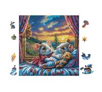 100 Piece Jigsaw Puzzle for Adults Mouse Family 28x28cm Intermediate Level Puzzle Great for Skill Improvement Logical Reasoning Training Brain Exercise
