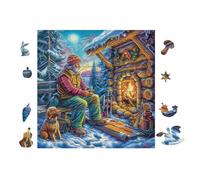 100 Piece Jigsaw Puzzle for Adults Old Man with Fire 28x28cm Retirement Gift for Elderly Great for Brain Health Memory Training Leisure Time Activity Gift