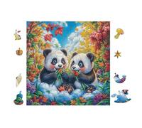 100 Piece Jigsaw Puzzle for Adults Pandas with Bamboo 28x28cm Summer Holiday Activity Great for Vacation Travel Home Leisure Relaxing Hobby Time Gift