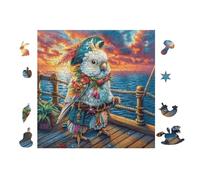 100 Piece Jigsaw Puzzle for Adults Parrot on Ship Deck 28x28cm Stress Relief Anxiety Reduction Puzzle Perfect for Office Workers Daily Unwind After Long Work Hours