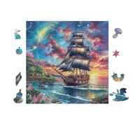 100 Piece Jigsaw Puzzle for Adults Pirate Ship Ocean 28x28cm Intermediate Level Puzzle Great for Skill Improvement Logical Reasoning Training Brain Exercise