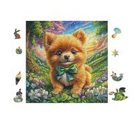 100 Piece Jigsaw Puzzle for Adults Pomeranian Puppy 28x28cm Intermediate Level Puzzle Great for Skill Improvement Logical Reasoning Training Brain Exercise