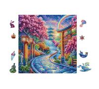 100 Piece Jigsaw Puzzle for Adults Rainbow Japanese Bridge 28x28cm Framable Wall Art for Bedroom Living Room Office Unique Decor Great for Art Lovers Gift