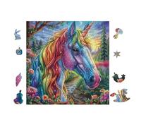100 Piece Jigsaw Puzzle for Adults Rainbow Unicorn 28x28cm Intermediate Level Puzzle Great for Skill Improvement Logical Reasoning Training Brain Exercise