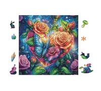 100 Piece Jigsaw Puzzle for Adults Roses with Butterfly 28x28cm for Mum Relaxing Hobby Fun Leisure Time Home Wall Decor Artwork Gift