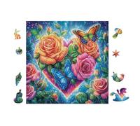 100 Piece Jigsaw Puzzle for Adults Roses with Butterfly 28x28cm Stress Relief Anxiety Reduction Puzzle Perfect for Office Workers Daily Unwind After Long Work Hours