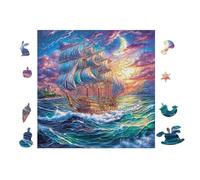 100 Piece Jigsaw Puzzle for Adults Sailboat on Ocean 28x28cm Intermediate Level Puzzle Great for Skill Improvement Logical Reasoning Training Brain Exercise