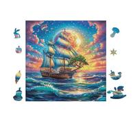 100 Piece Jigsaw Puzzle for Adults Sailing Ship in Ocean 28x28cm Expert Level Puzzle for Advanced Players Challenging Fun Great for Hobby Enthusiasts Gift