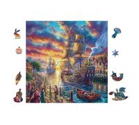 100 Piece Jigsaw Puzzle for Adults Sailing Ship in Venice 28x28cm Expert Level Challenging Puzzle Great for Collectors Logical Thinking Skill Improvement Brain Training