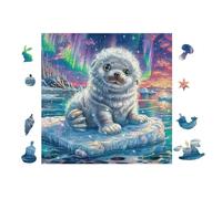 100 Piece Jigsaw Puzzle for Adults Seal Puppy in Ocean 28x28cm Intermediate Level Puzzle Great for Skill Improvement Logical Reasoning Training Brain Exercise