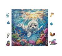 100 Piece Jigsaw Puzzle for Adults Seal Puppy in Ocean 28x28cm Precision Cut Tight Fit No Burrs Perfect for Family Bonding Parent-14+ Interactive Game Holiday Indoor