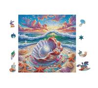 100 Piece Jigsaw Puzzle for Adults Seashell on Tropical Beach 28x28cm Beginner Friendly Smooth Assembly Great for Daily Relaxation Brain Exercise Hand-Eye Coordination